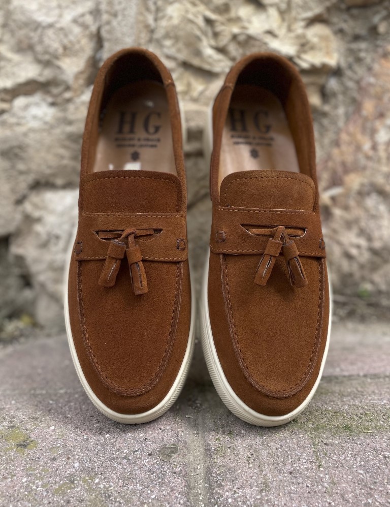 Huxley and Grace ανδρικά ταμπά δερμάτινα loafers με tassels HG174191T φωτογραφία